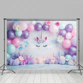Lofaris Floral Balloons Arched Unicorn Cake Smash Backdrop